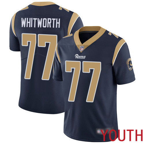 Los Angeles Rams Limited Navy Blue Youth Andrew Whitworth Home Jersey NFL Football #77 Vapor Untouchable